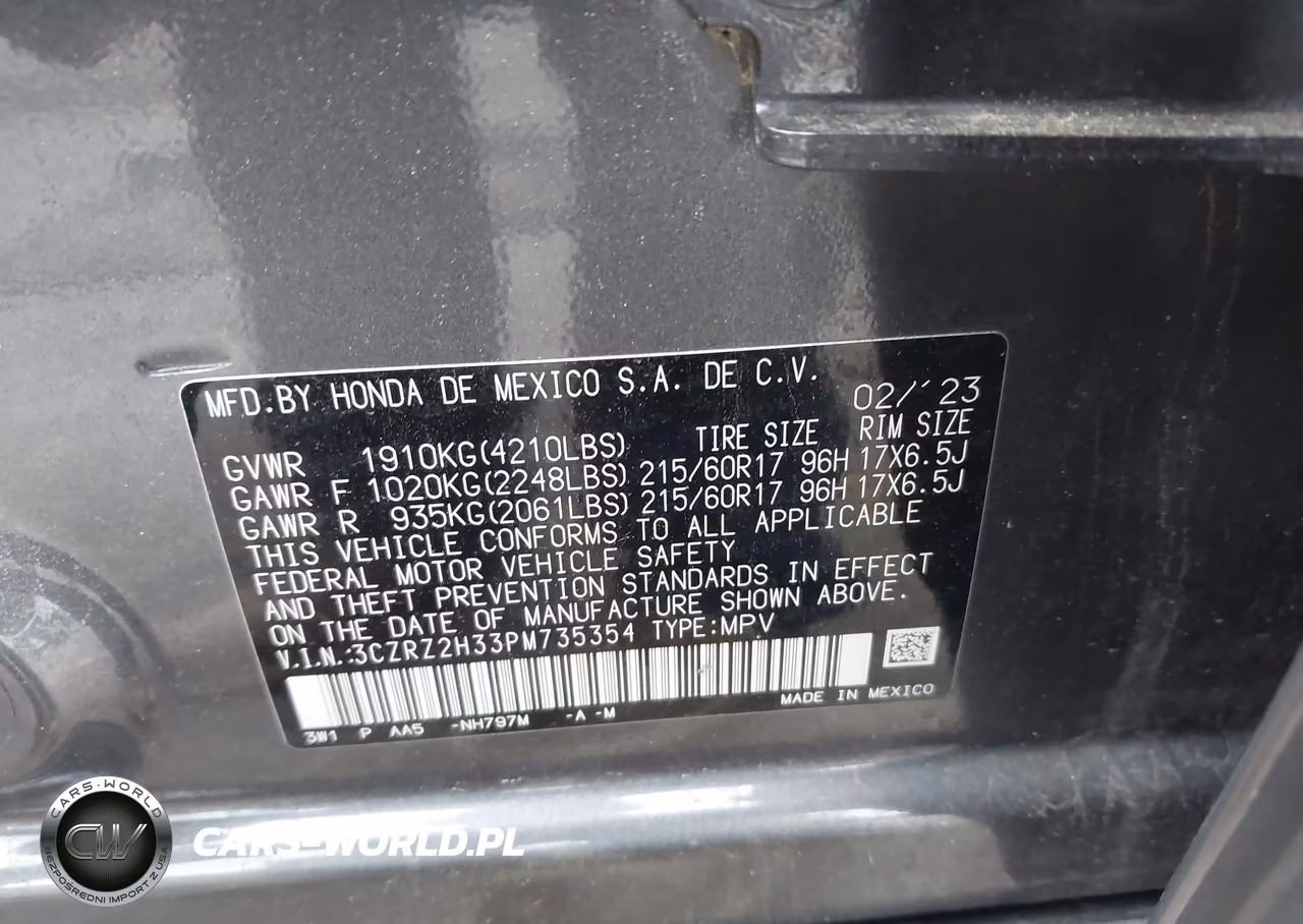 2023 Honda Hr-V Awd Lx VIN:3CZRZ2H33PM735354 - 9
