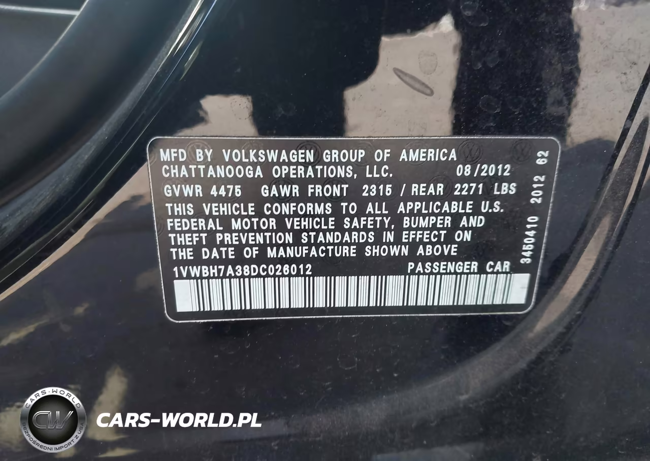 2013 Volkswagen Passat 2.5L Se VIN:1VWBH7A38DC026012 - 9