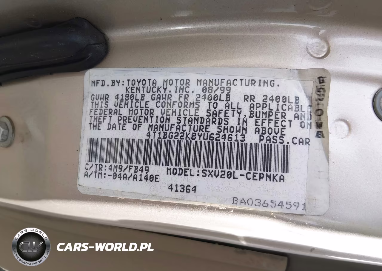 2000 Toyota Camry Le VIN:4T1BG22K8YU624613 - 9