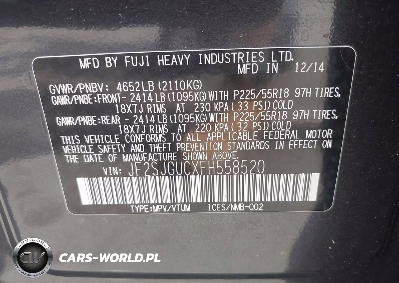 2015 Subaru Forester 2.0Xt Touring VIN:JF2SJGUCXFH558520 - 9