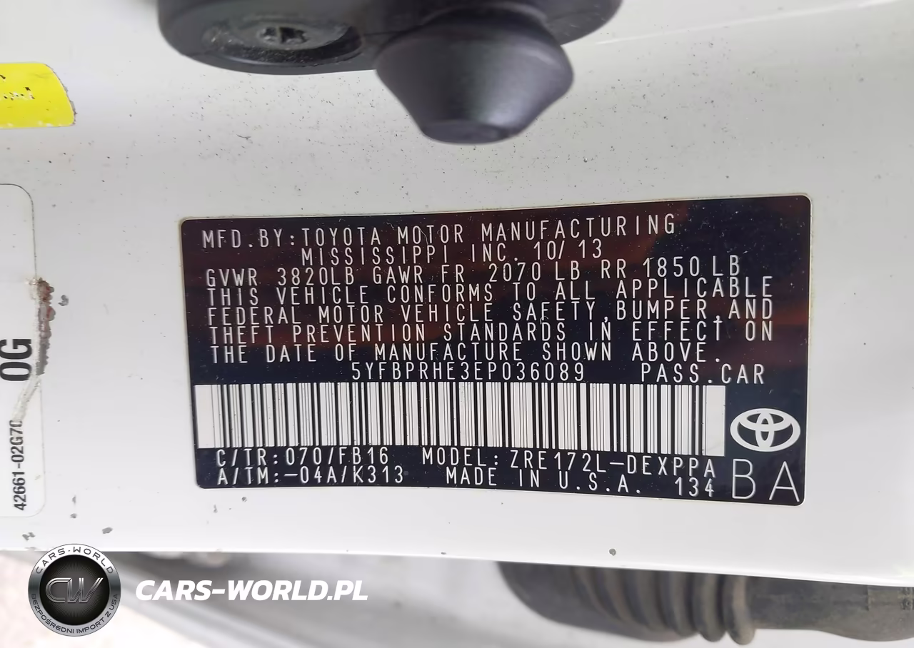 2014 Toyota Corolla Le Eco Plus VIN:5YFBPRHE3EP036089 - 9