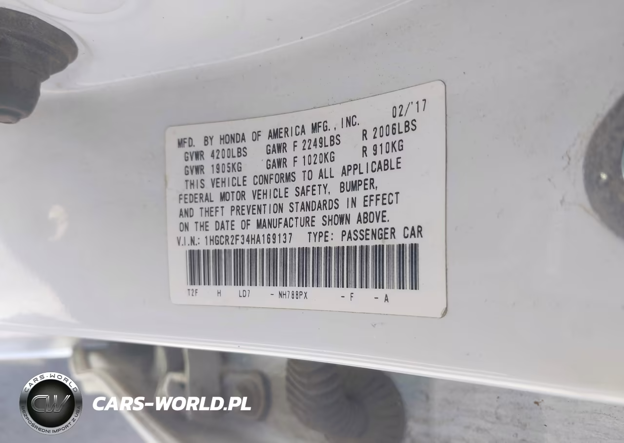 2017 Honda Accord Lx VIN:1HGCR2F34HA169137 - 9