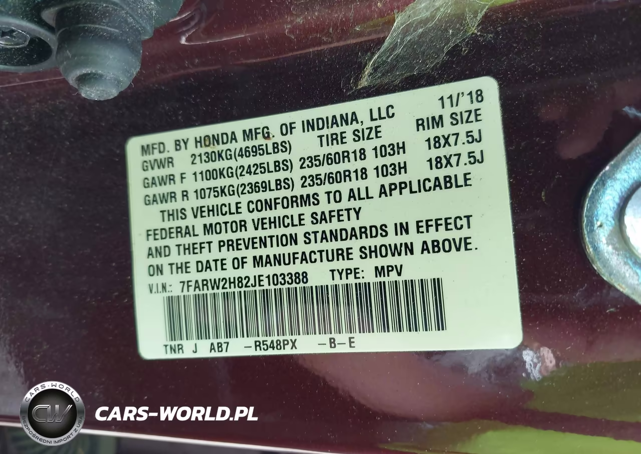 2018 Honda Cr-V Ex-L-Ex-L Navi VIN:7FARW2H82JE103388 - 9
