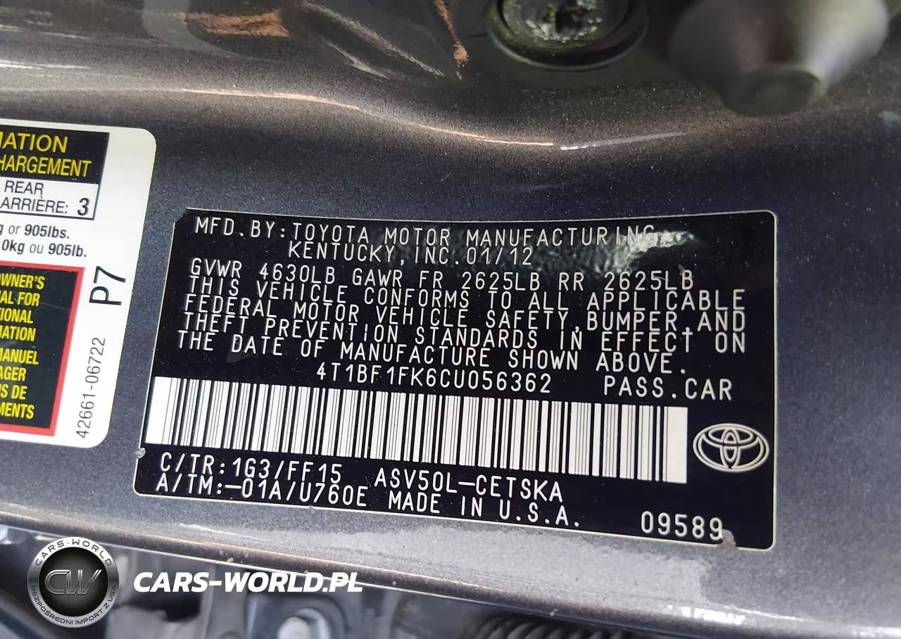 2012 Toyota Camry Se VIN:4T1BF1FK6CU056362 - 9