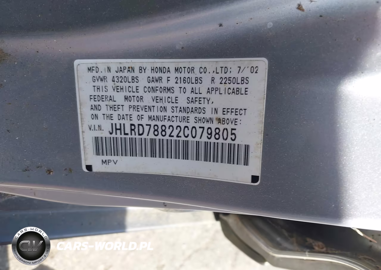 2002 Honda Cr-V Ex VIN:JHLRD78822C079805 - 9