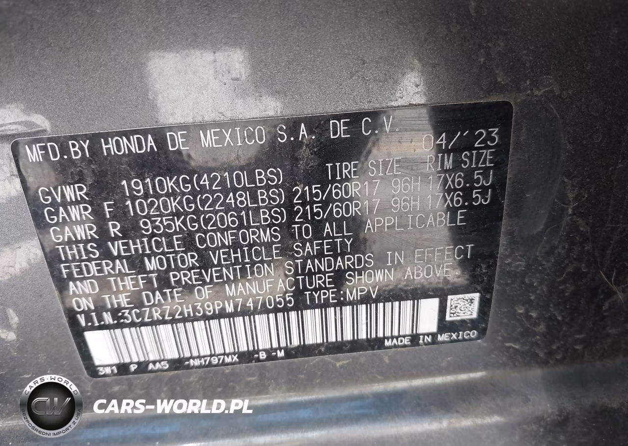2023 Honda Hr-V Awd Lx VIN:3CZRZ2H39PM747055 - 9