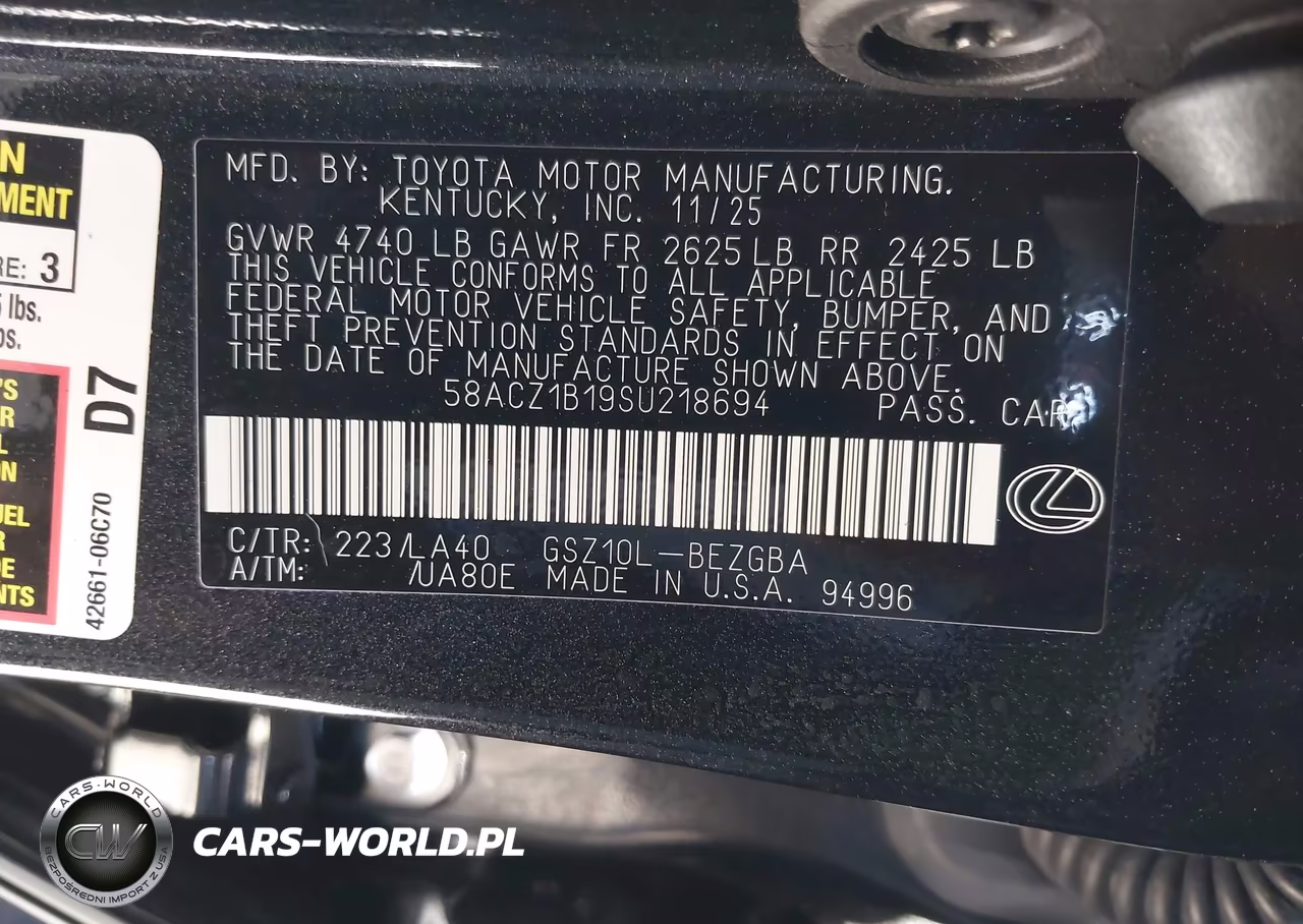 2025 Lexus Es 350 VIN:58ACZ1B19SU218694 - 9
