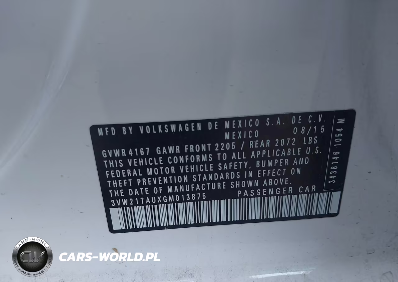 2016 Volkswagen Golf Tsi S 4-Door VIN:3VW217AUXGM013875 - 9