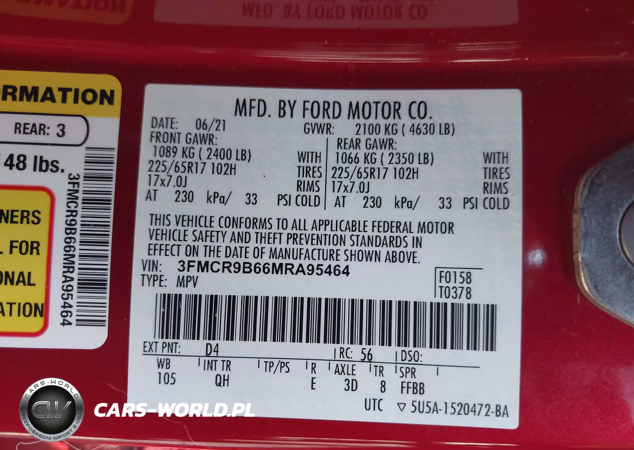 2021 Ford Bronco Sport Big Bend VIN:3FMCR9B66MRA95464 - 9