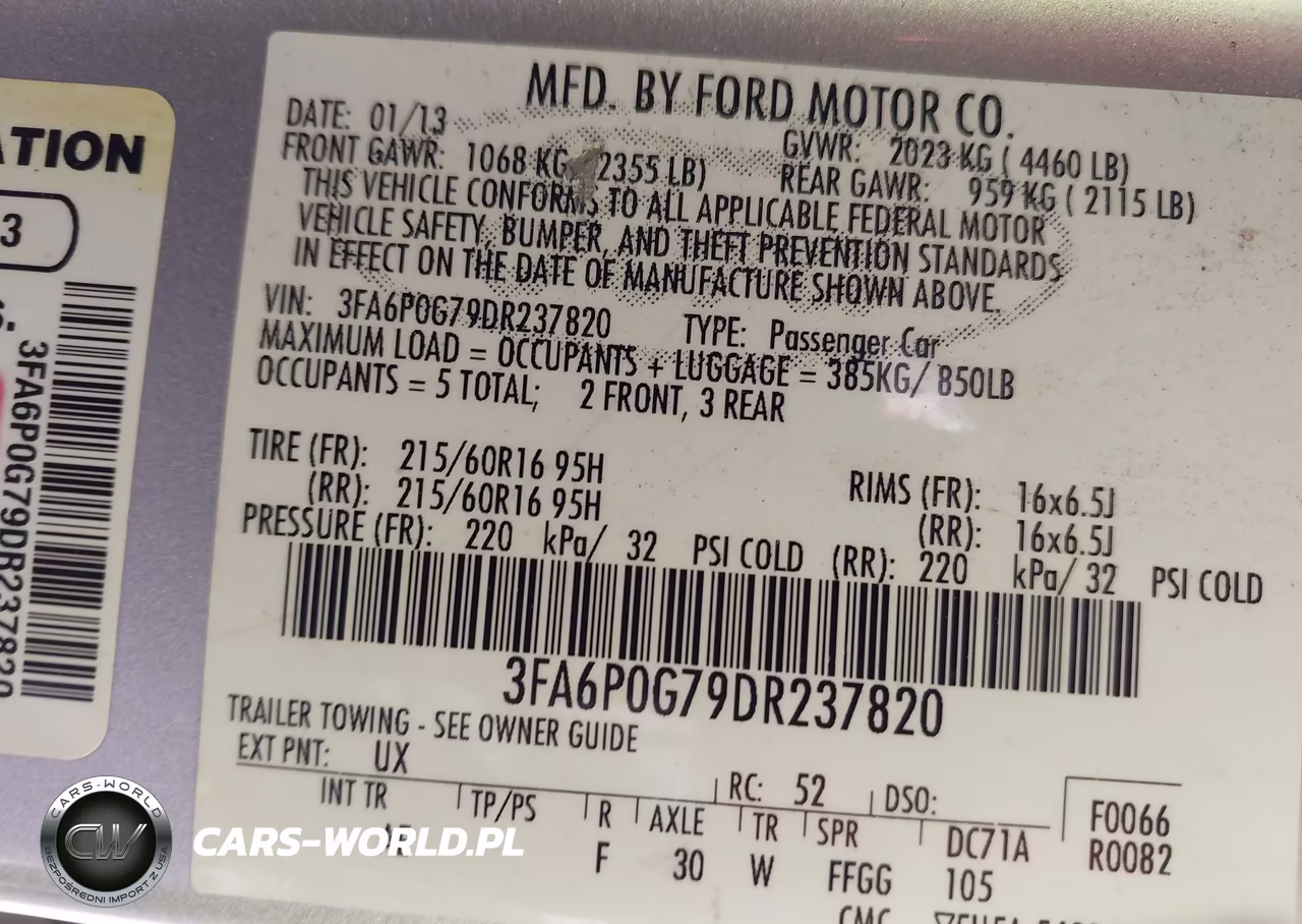 2013 Ford Fusion S VIN:3FA6P0G79DR237820 - 9