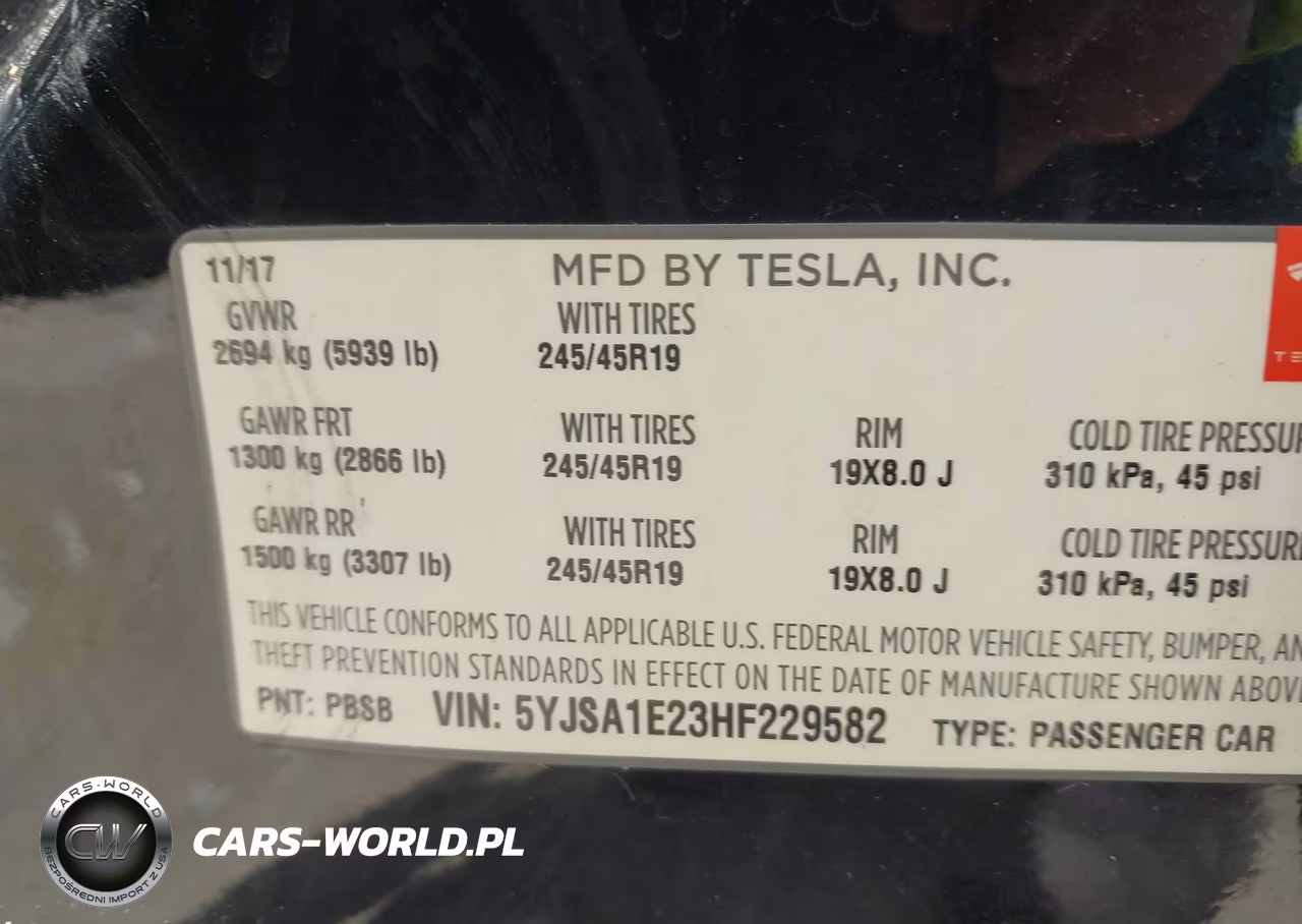 2017 Tesla Model S 100D-60D-75D-90D-P100D VIN:5YJSA1E23HF229582 - 9