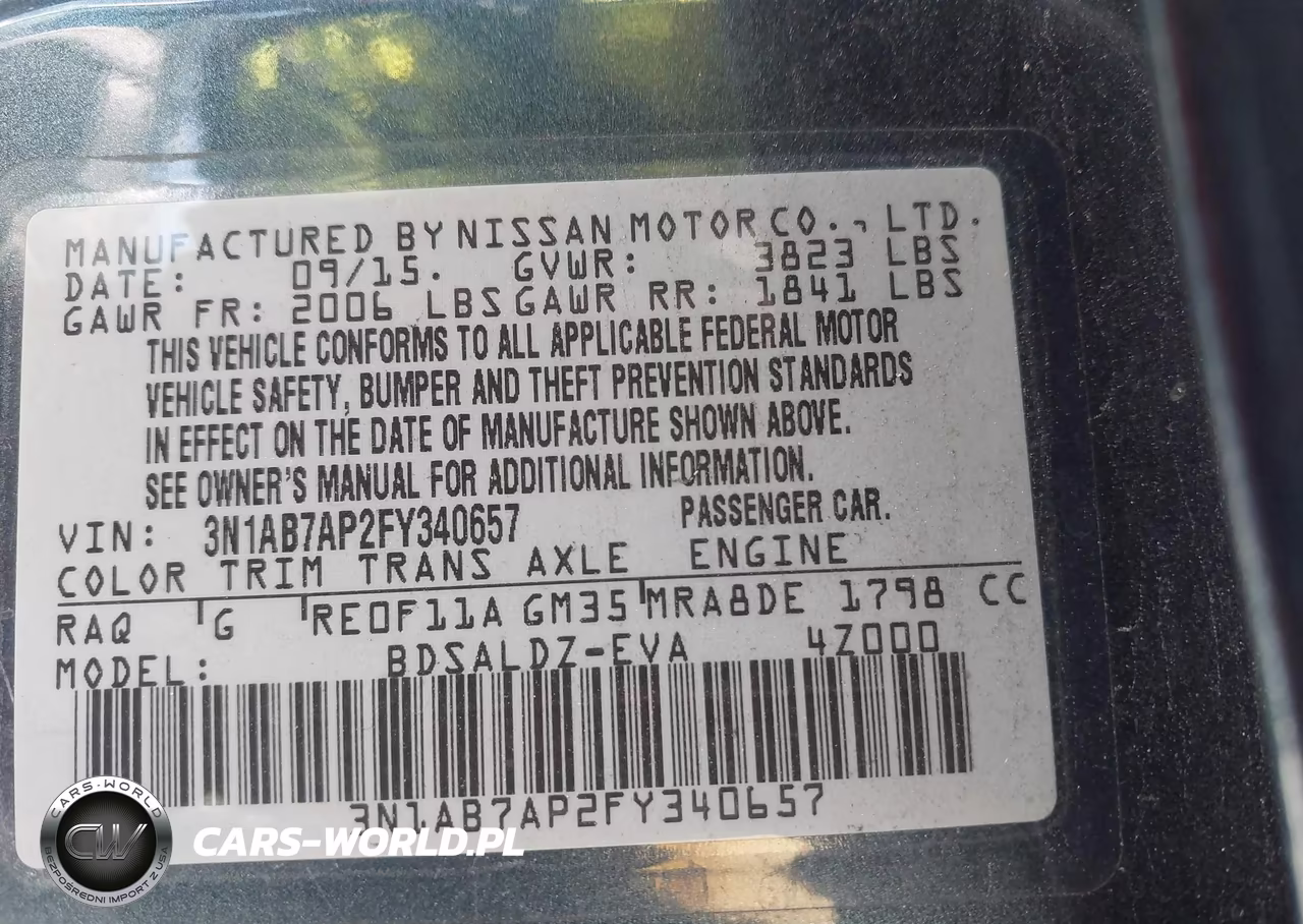 2015 Nissan Sentra Sv VIN:3N1AB7AP2FY340657 - 9