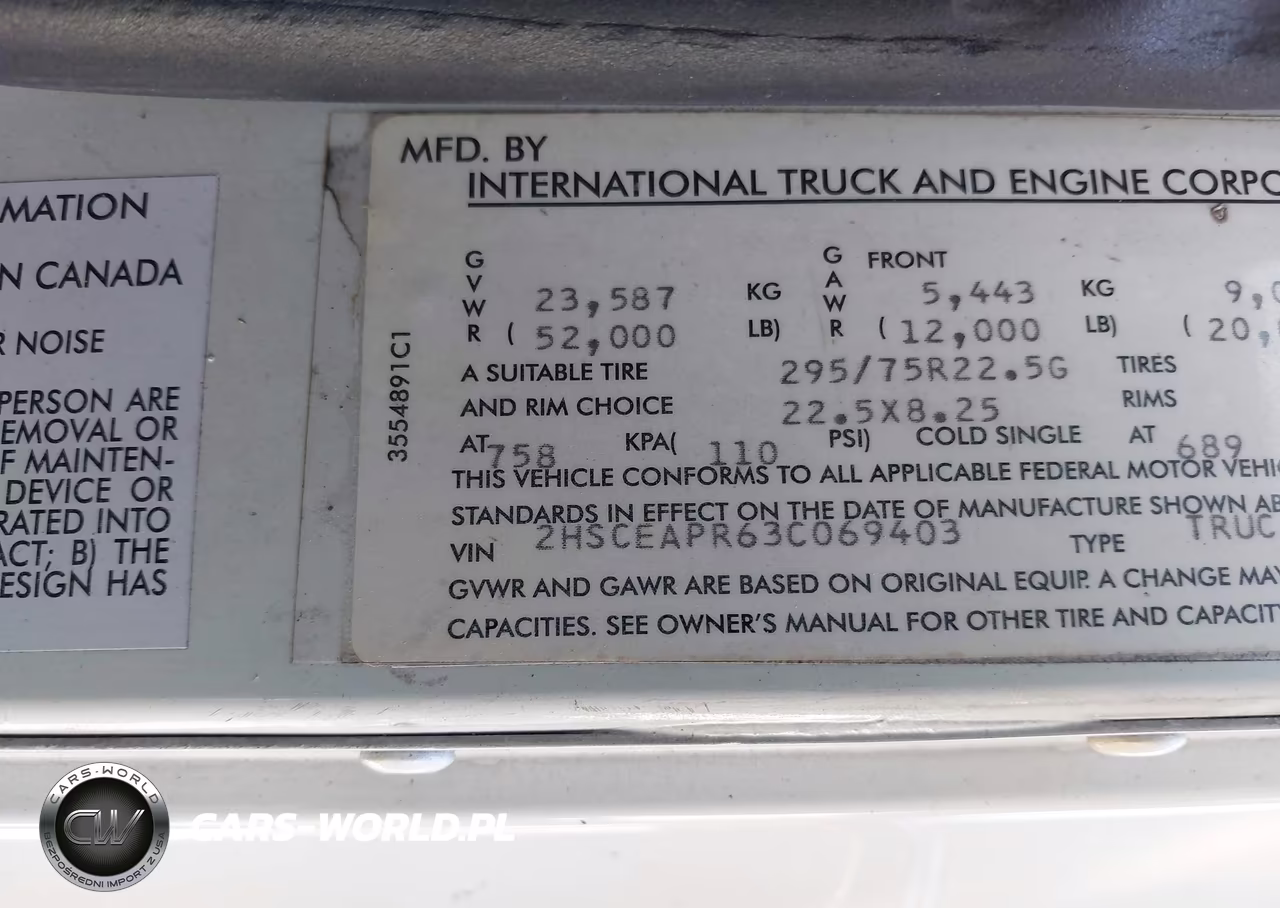 2003 International 9200 9200I VIN:2HSCEAPR63C069403 - 8