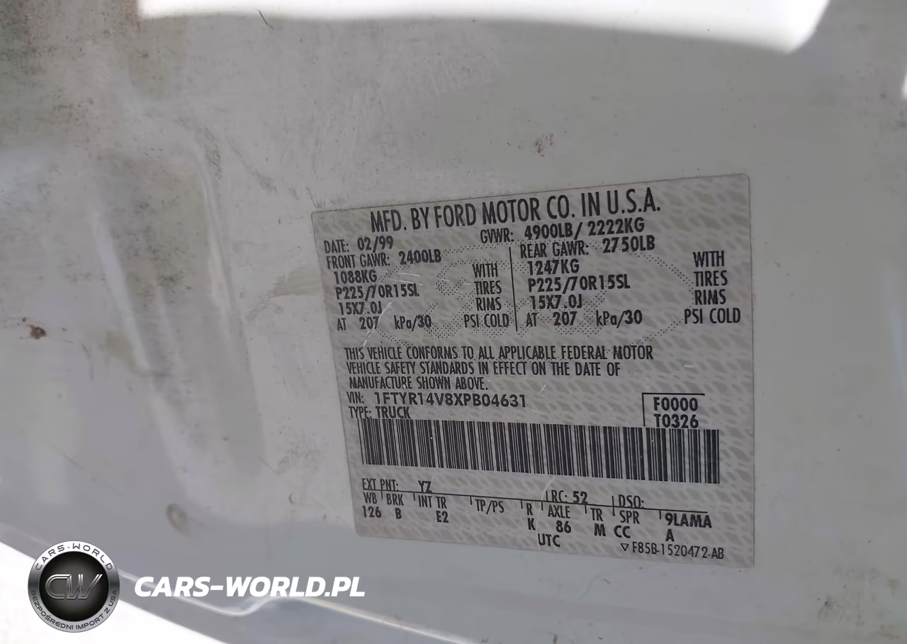 1999 Ford Ranger Xl-Xlt VIN:1FTYR14V8XPB04631 - 9