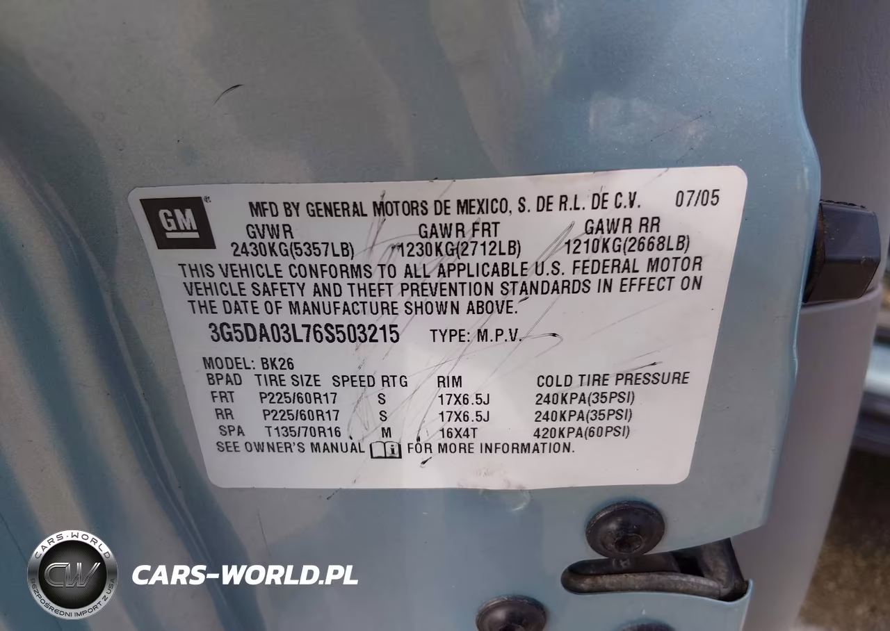 2006 Buick Rendezvous Cx VIN:3G5DA03L76S503215 - 9