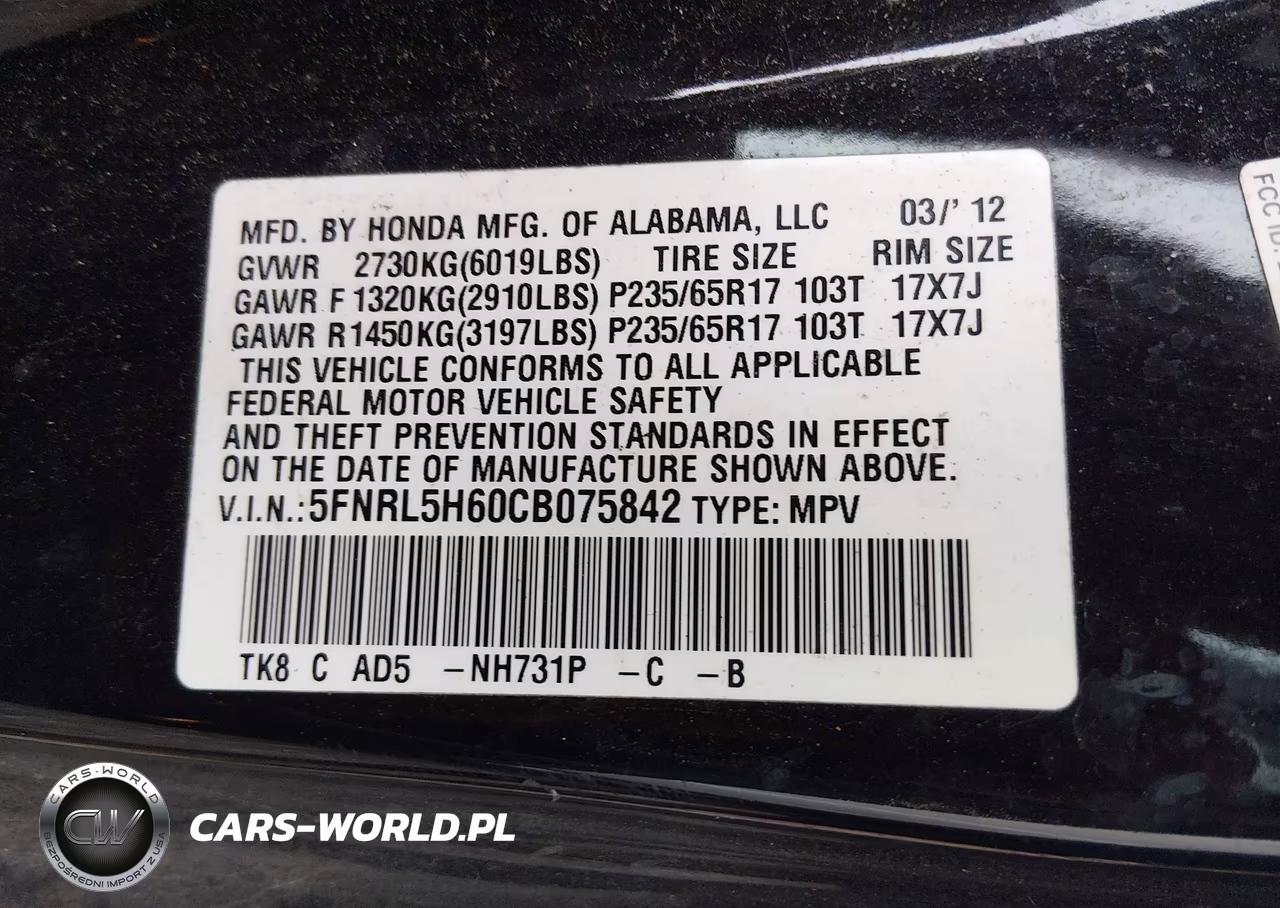 2012 Honda Odyssey Ex-L VIN:5FNRL5H60CB075842 - 9