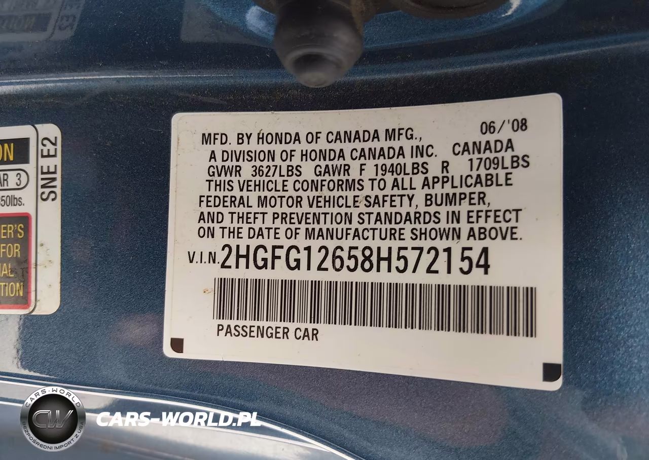 2008 Honda Civic Lx VIN:2HGFG12658H572154 - 9