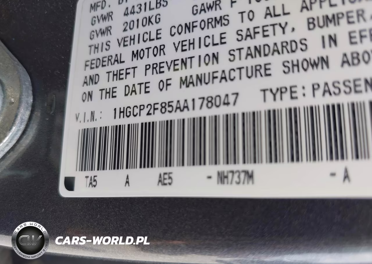 2010 Honda Accord 2.4 Ex-L VIN:1HGCP2F85AA178047 - 9