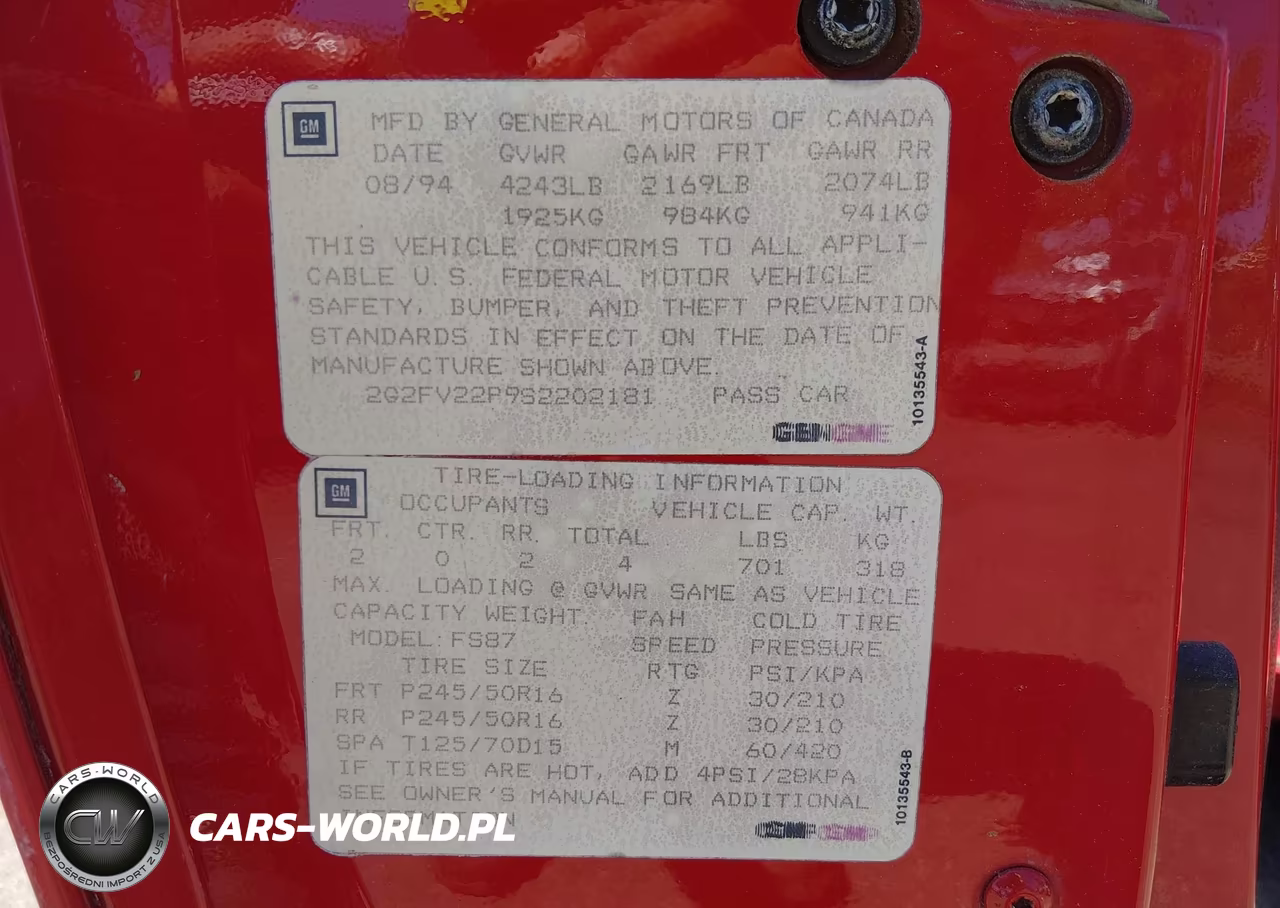1995 Pontiac Firebird Formula-Trans Am VIN:2G2FV22P9S2202181 - 9