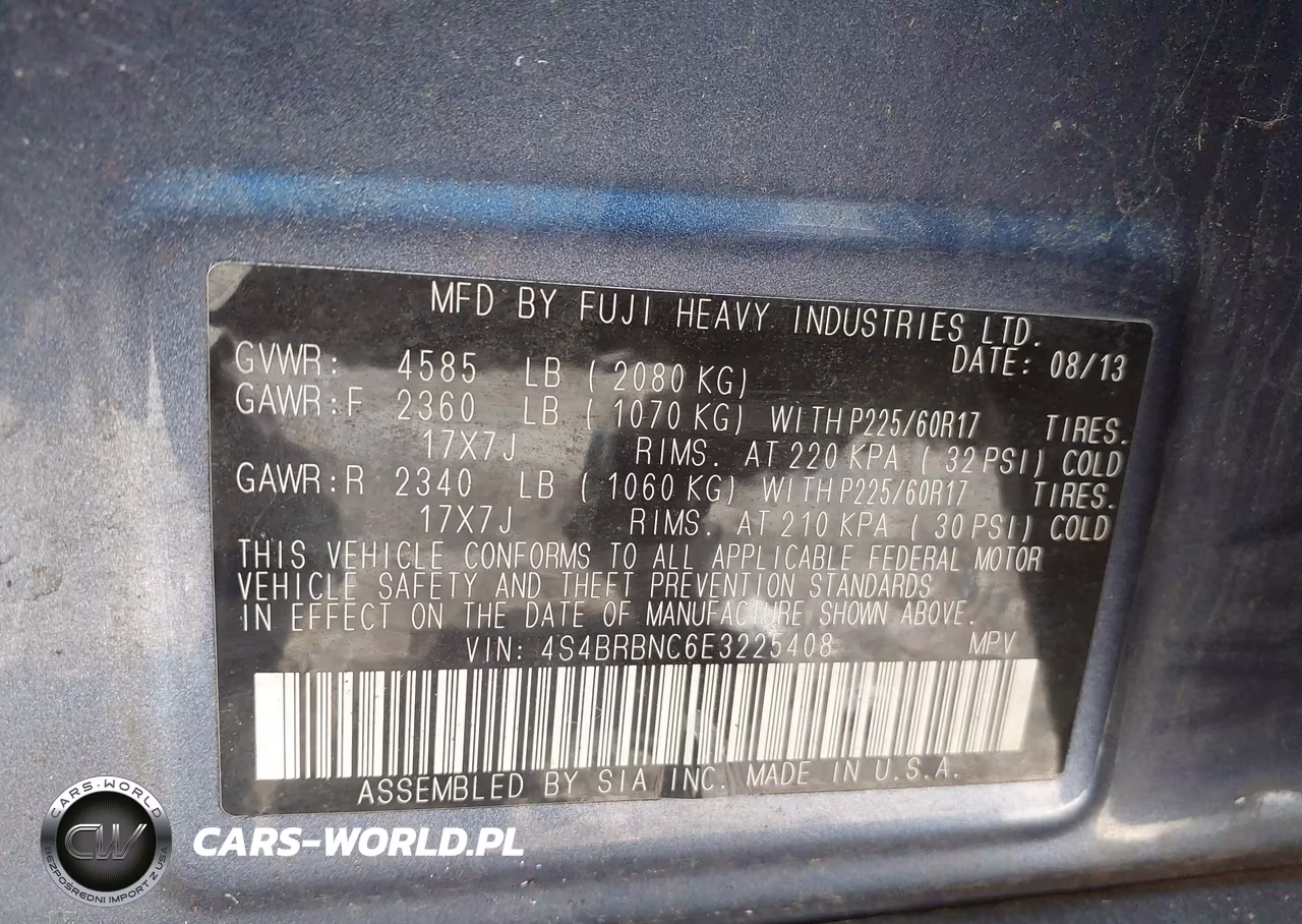 2014 Subaru Outback 2.5I Limited VIN:4S4BRBNC6E3225408 - 9