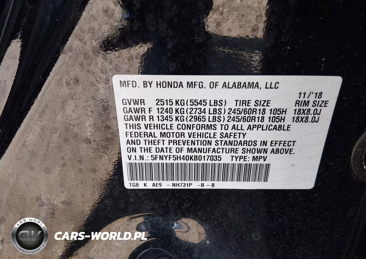 2019 Honda Pilot Ex-L VIN:5FNYF5H40KB017035 - 9