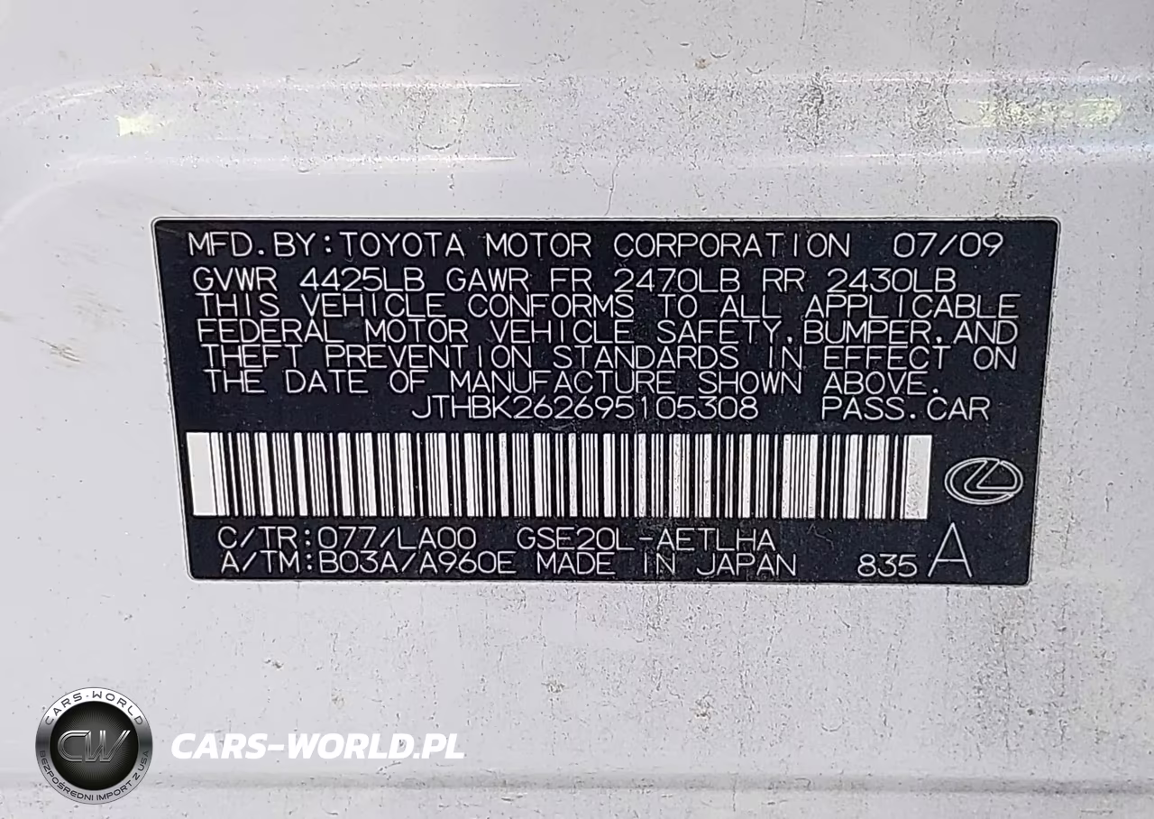 2009 Lexus Is 250 VIN:JTHBK262695105308 - 9