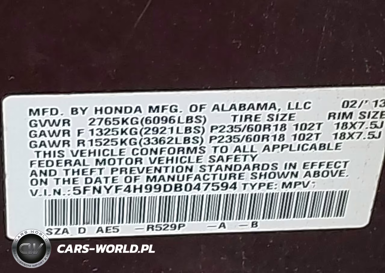 2013 Honda Pilot Touring VIN:5FNYF4H99DB047594 - 9