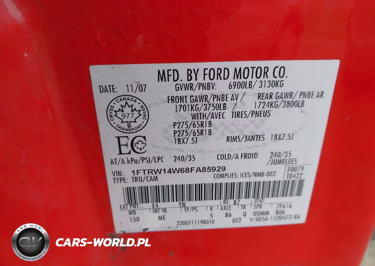 2008 Ford F-150 Xlt VIN:1FTRW14W68FA85929 - 9