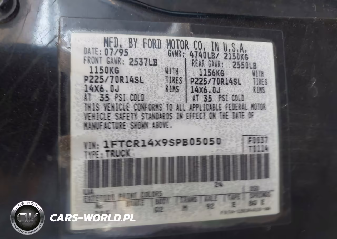 1995 Ford Ranger Super Cab VIN:1FTCR14X9SPB05050 - 9