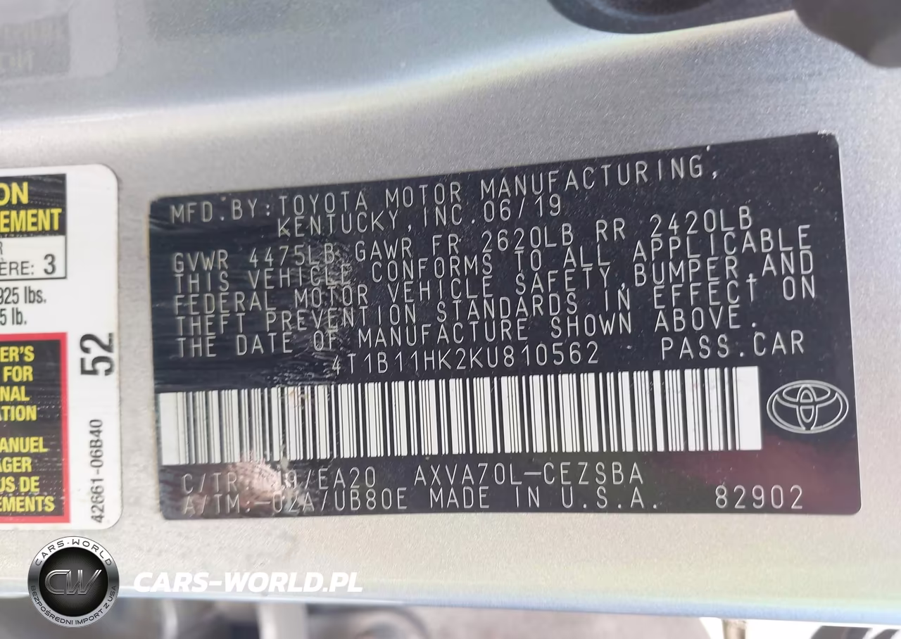 2019 Toyota Camry Se VIN:4T1B11HK2KU810562 - 9
