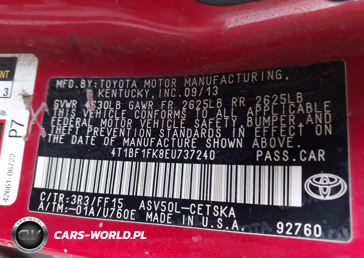 2014 Toyota Camry Se VIN:4T1BF1FK8EU737240 - 9