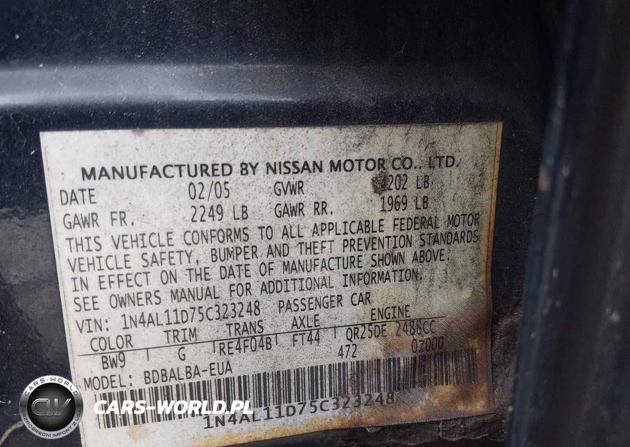 2005 Nissan Altima 2.5 S VIN:1N4AL11D75C323248 - 9