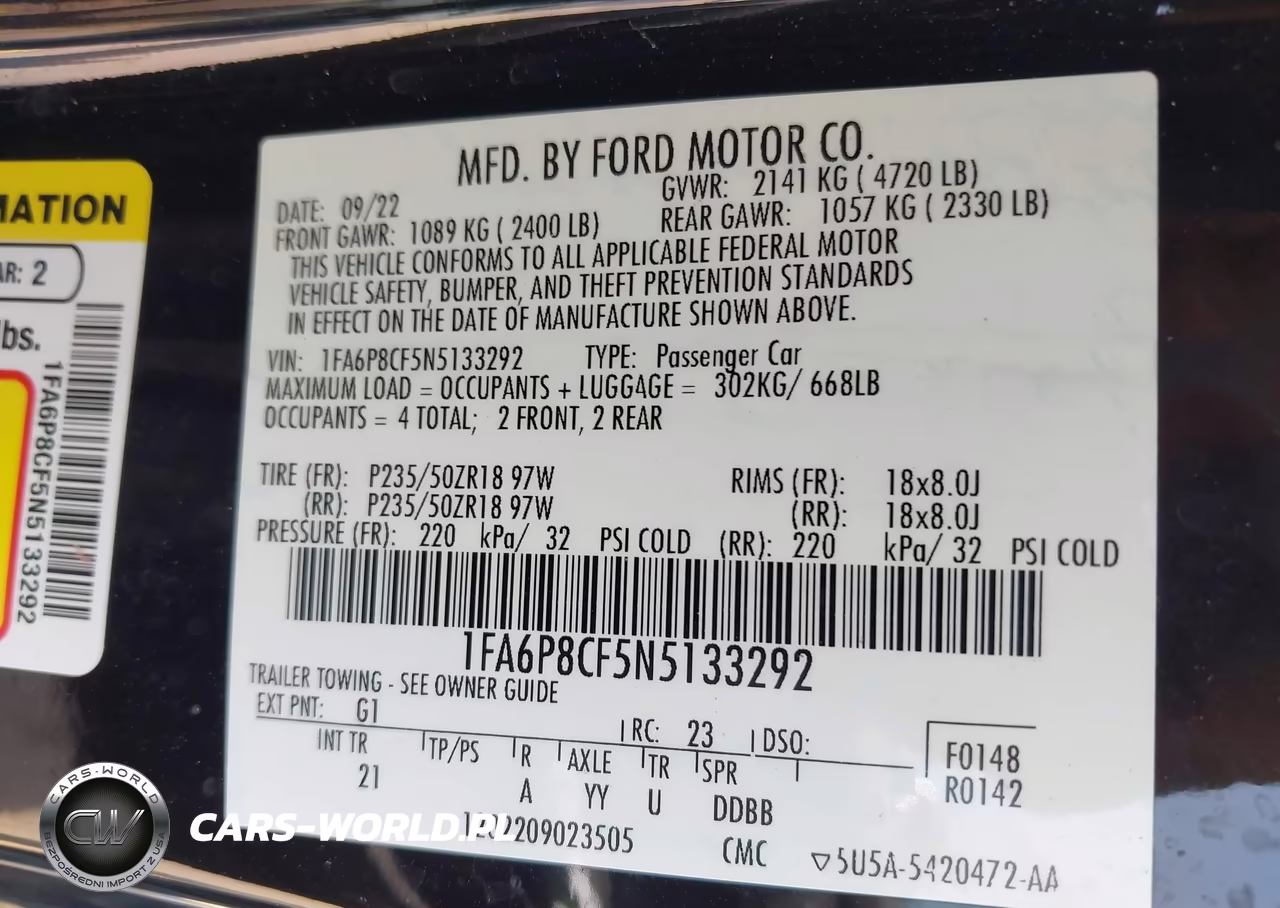 2022 Ford Mustang Gt Fastback VIN:1FA6P8CF5N5133292 - 9