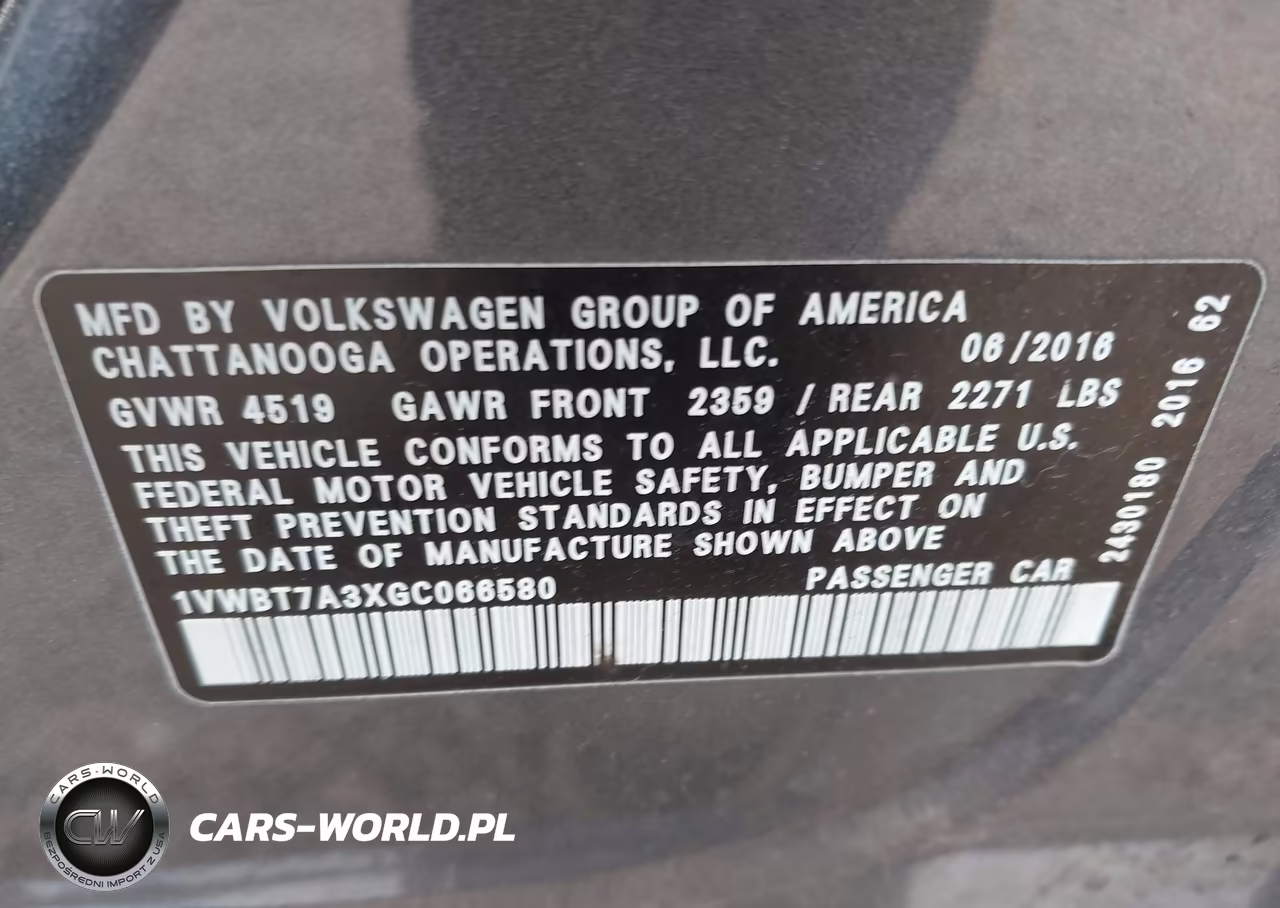 2016 Volkswagen Passat 1.8T Se VIN:1VWBT7A3XGC066580 - 9