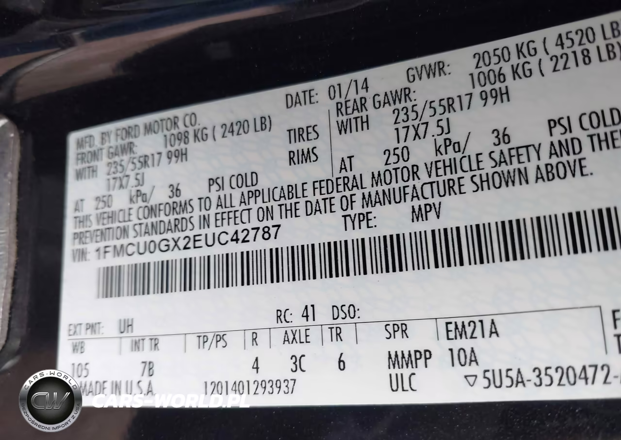 2014 Ford Escape Se VIN:1FMCU0GX2EUC42787 - 9