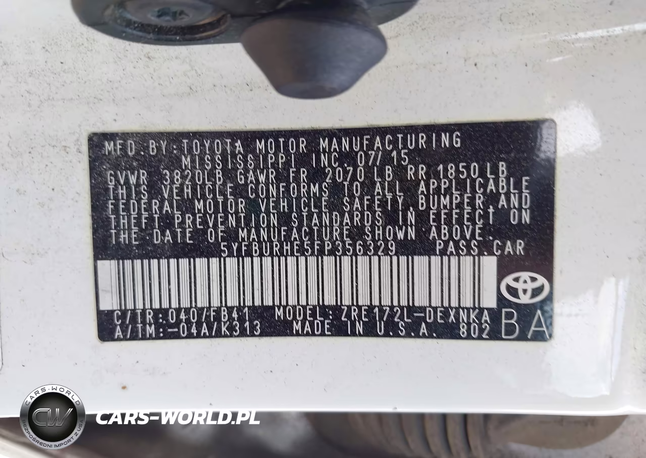 2015 Toyota Corolla Le Plus VIN:5YFBURHE5FP356329 - 9