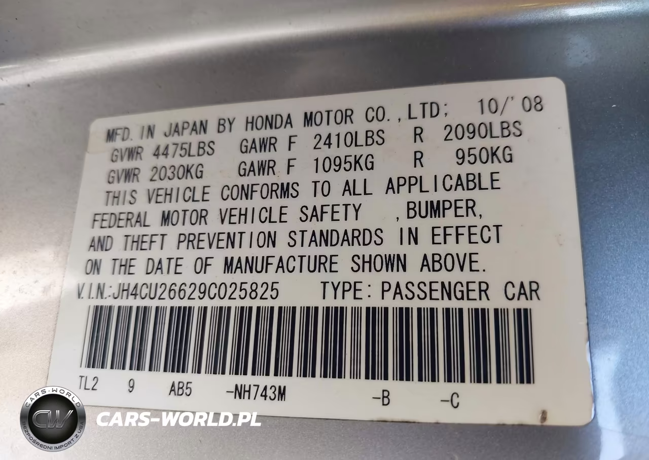2009 Acura Tsx VIN:JH4CU26629C025825 - 9