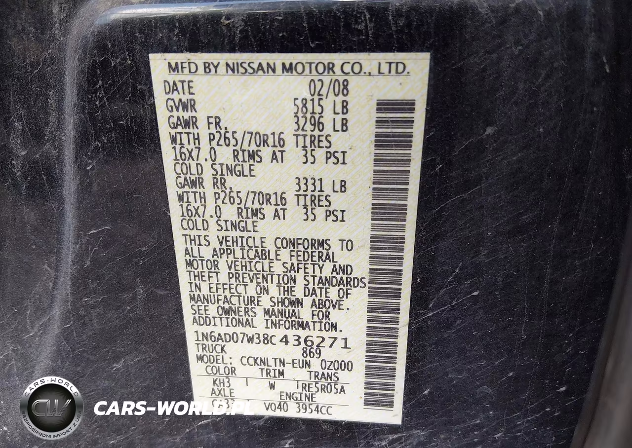 2008 Nissan Frontier Se VIN:1N6AD07W38C436271 - 9
