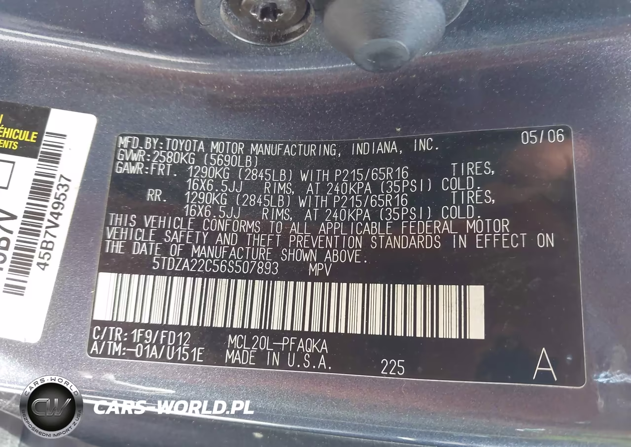 2006 Toyota Sienna Xle VIN:5TDZA22C56S507893 - 9