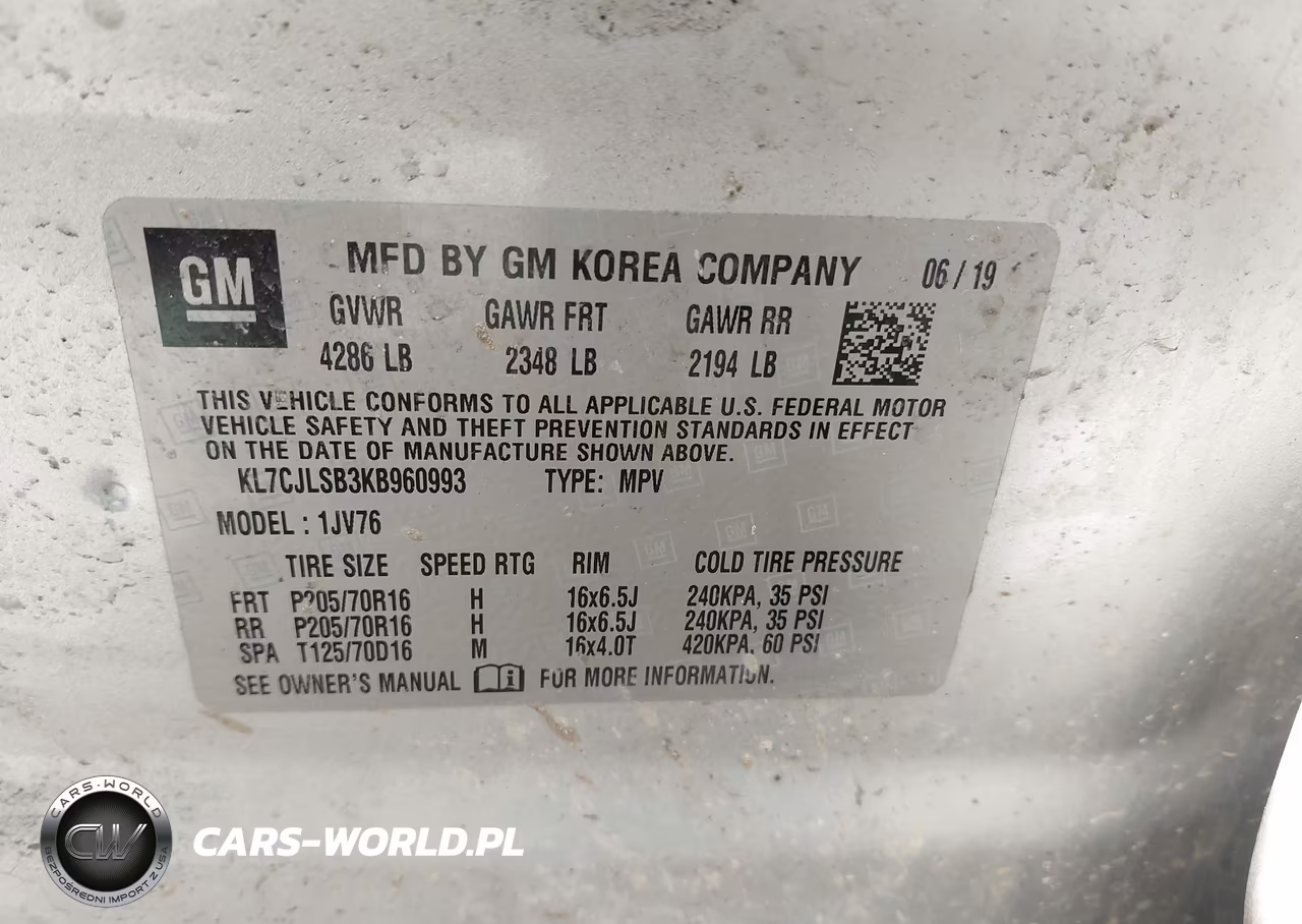 2019 Chevrolet Trax Lt VIN:KL7CJLSB3KB960993 - 9