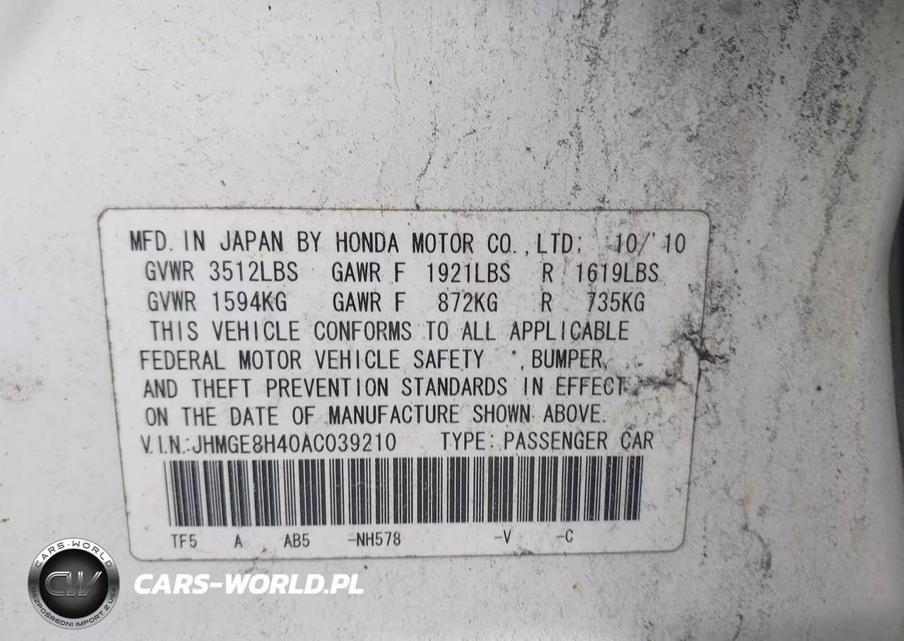2010 Honda Fit Sport VIN:JHMGE8H40AC039210 - 9