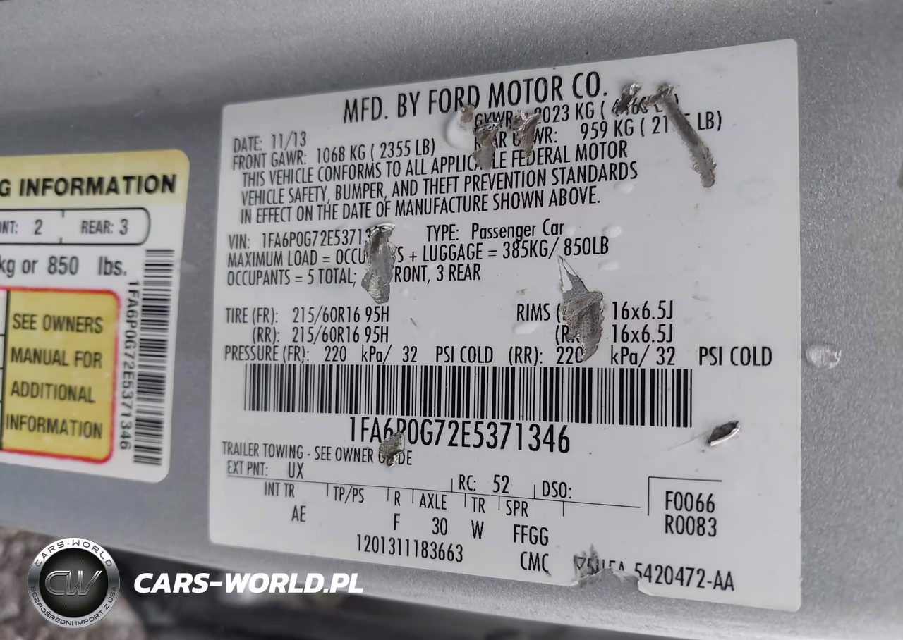 2014 Ford Fusion S VIN:1FA6P0G72E5371346 - 9