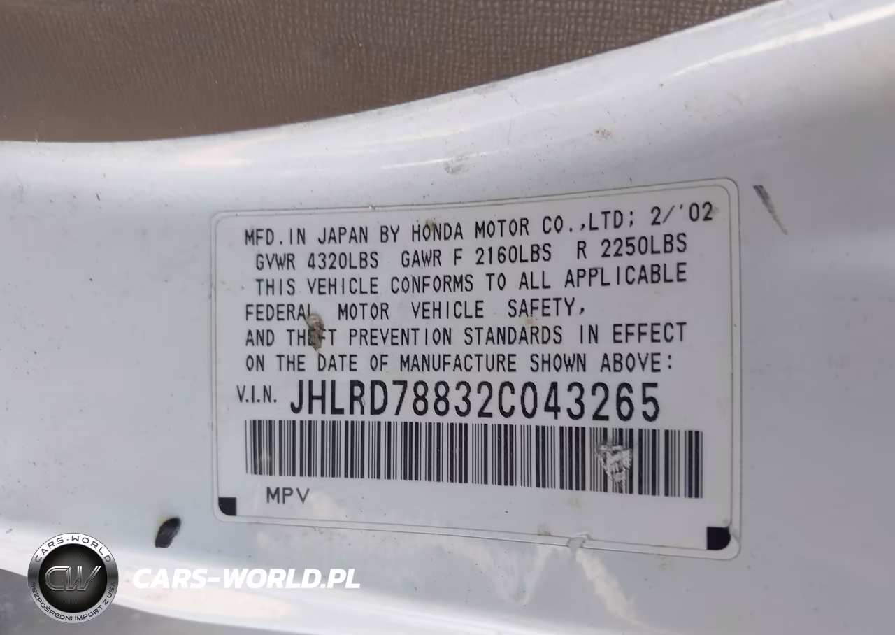 2002 Honda Cr-V Ex VIN:JHLRD78832C043265 - 9