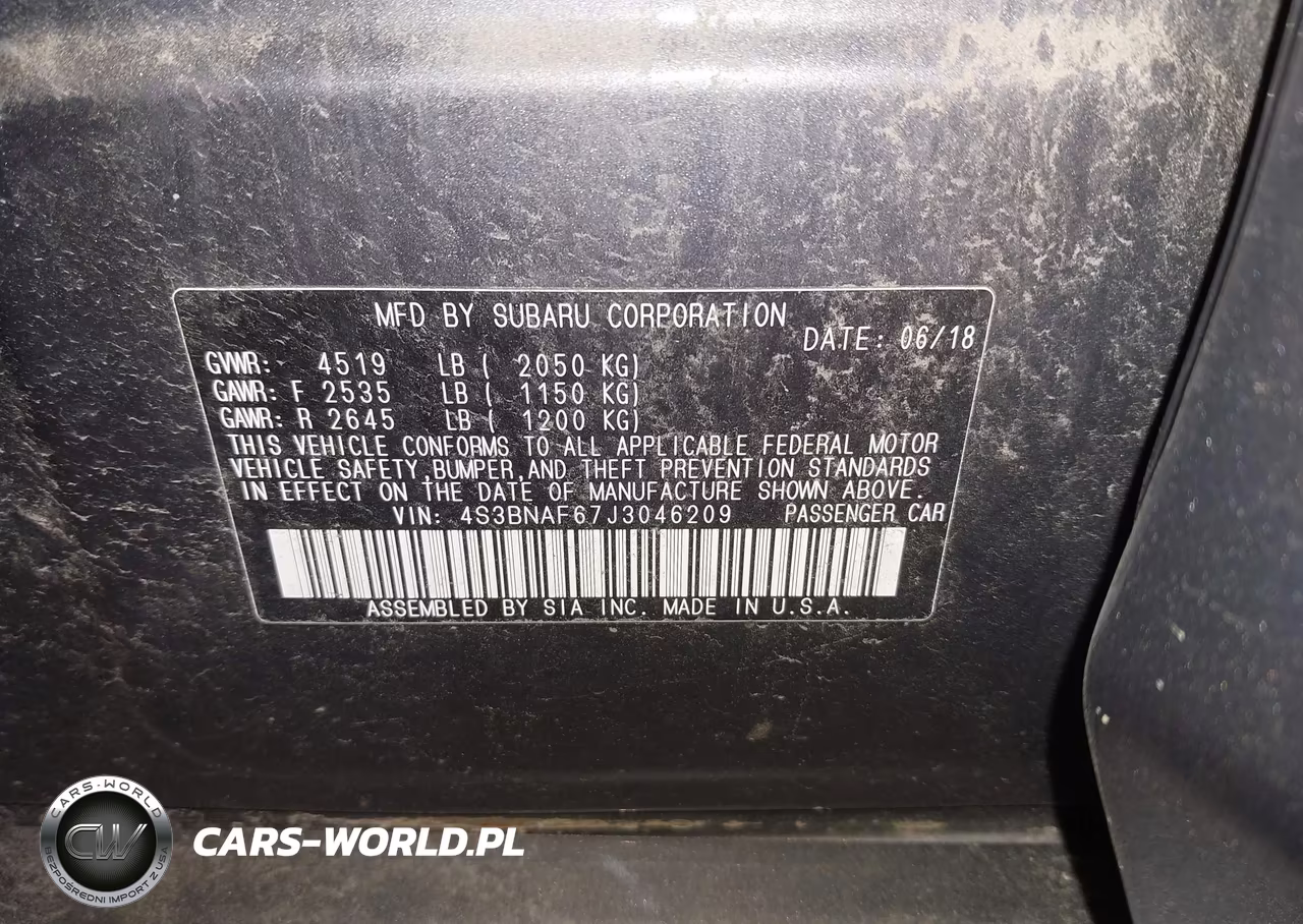 2018 Subaru Legacy 2.5I Premium VIN:4S3BNAF67J3046209 - 9