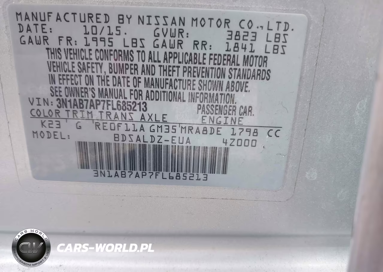 2015 Nissan Sentra Sv VIN:3N1AB7AP7FL685213 - 9