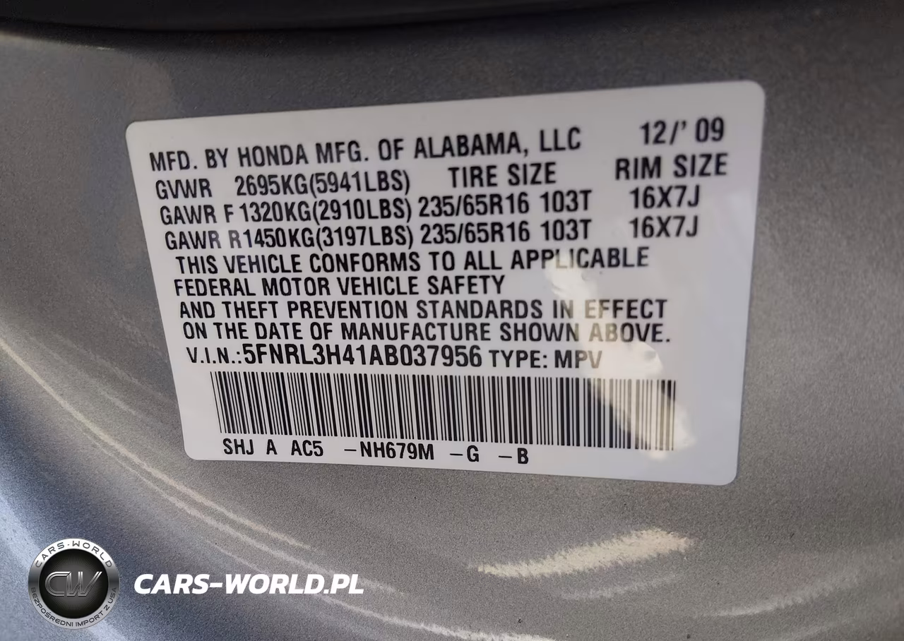2010 Honda Odyssey Ex VIN:5FNRL3H41AB037956 - 9