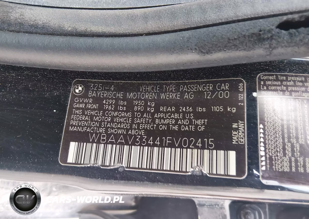 2001 BMW 325I VIN:WBAAV33441FV02415 - 9