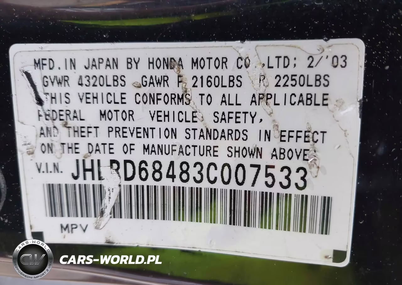 2003 Honda Cr-V Lx VIN:JHLRD68483C007533 - 9