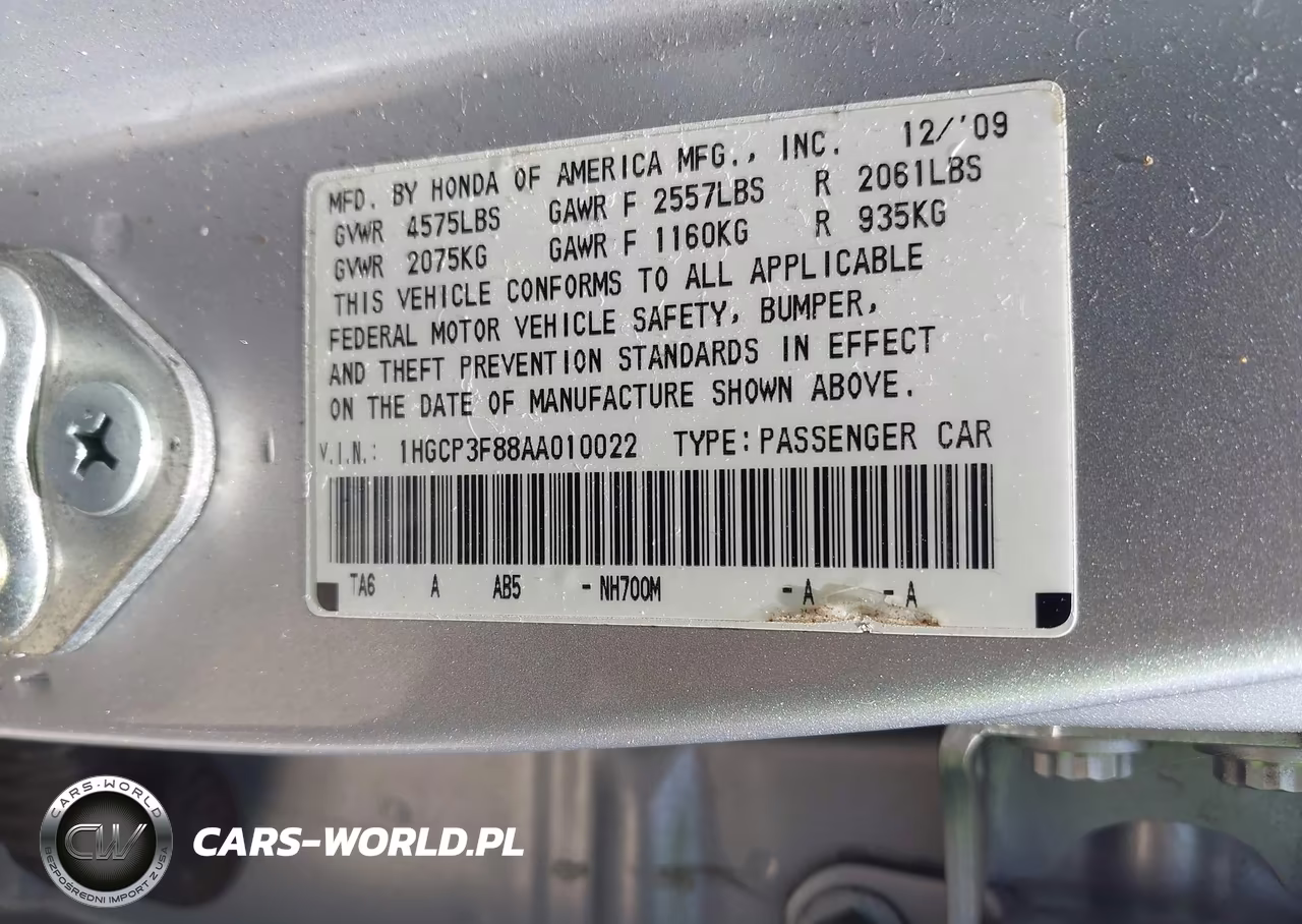2010 Honda Accord 3.5 Ex-L VIN:1HGCP3F88AA010022 - 9