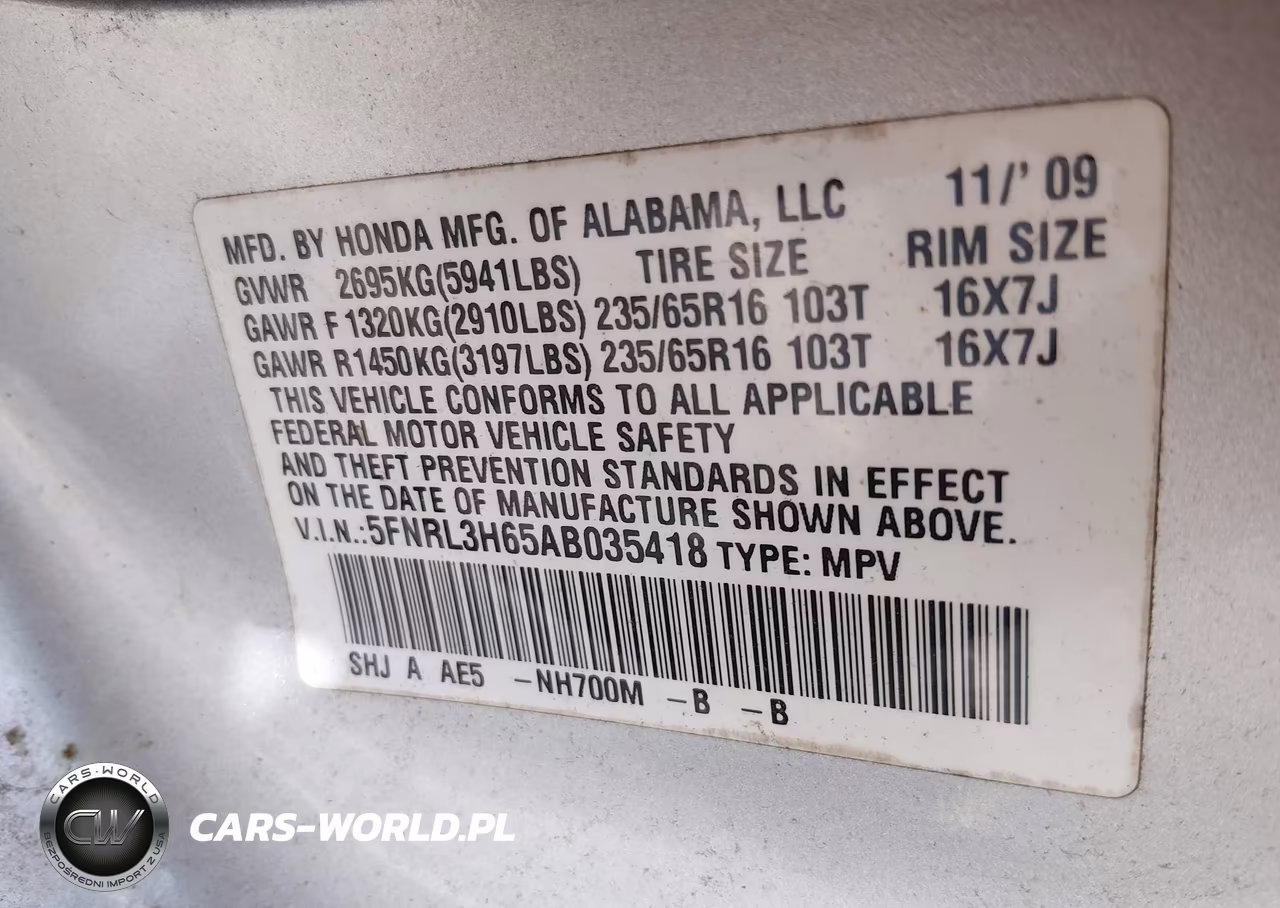 2010 Honda Odyssey Ex-L VIN:5FNRL3H65AB035418 - 9